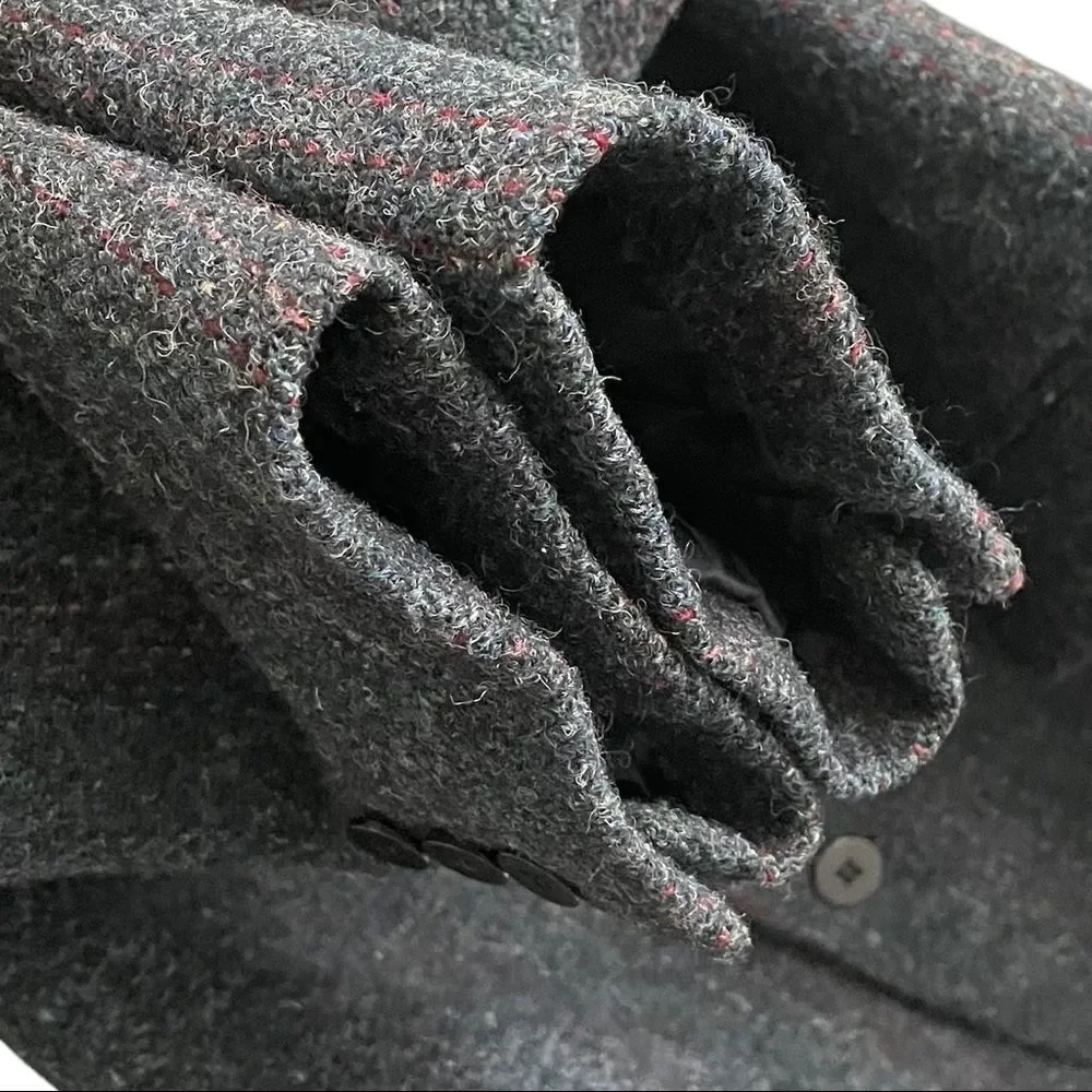 HARRIS TWEED Vintage Hand Woven Wool Sports Coat Jacket Blazer Navy Blue 40R - Picture 5 of 11
